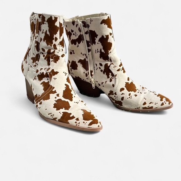Qupid Western Booties – Faux Cowhide | Size 10 - Picture 2 of 6